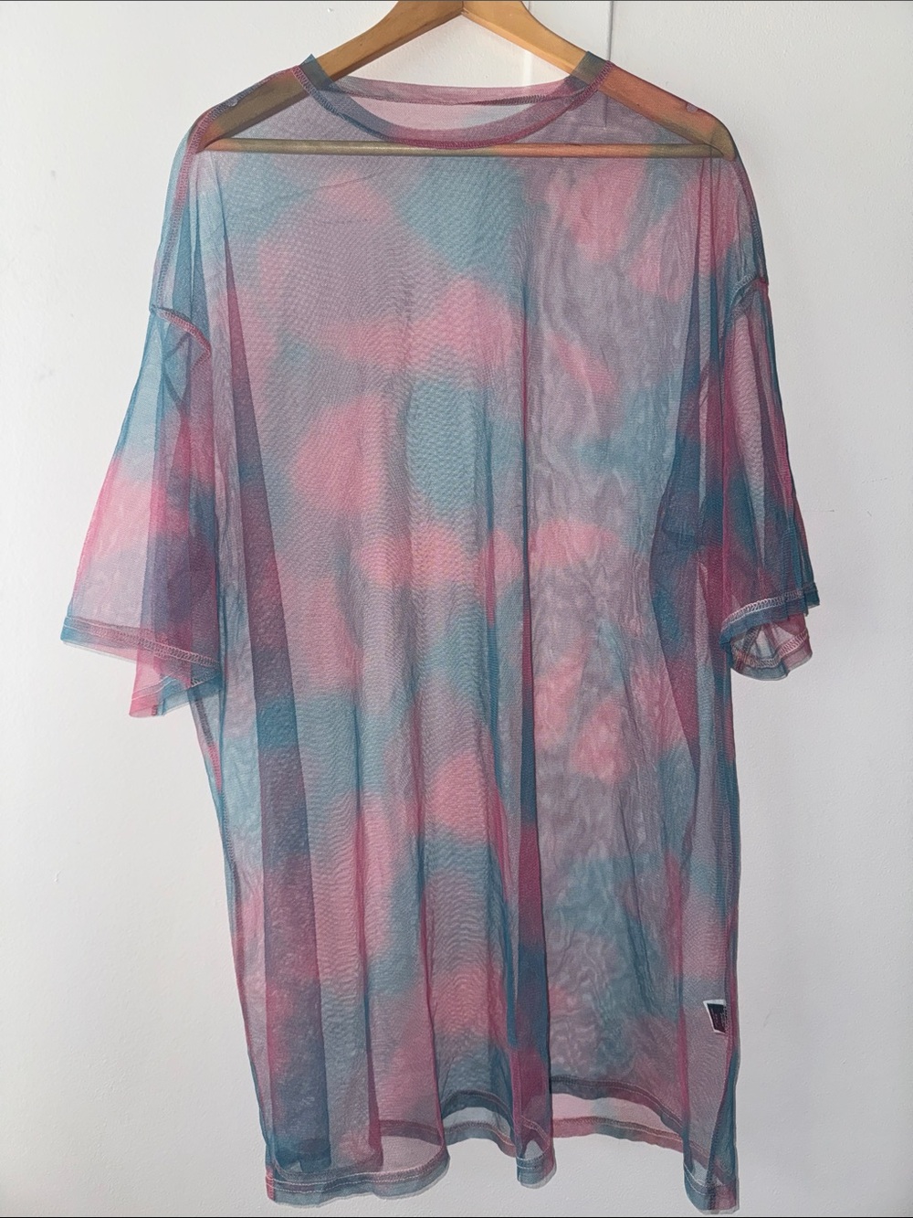Sheer Tie-Dye Pink & Blue Men’s Mesh Shirt Women's 3X